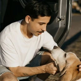 a man and his dog